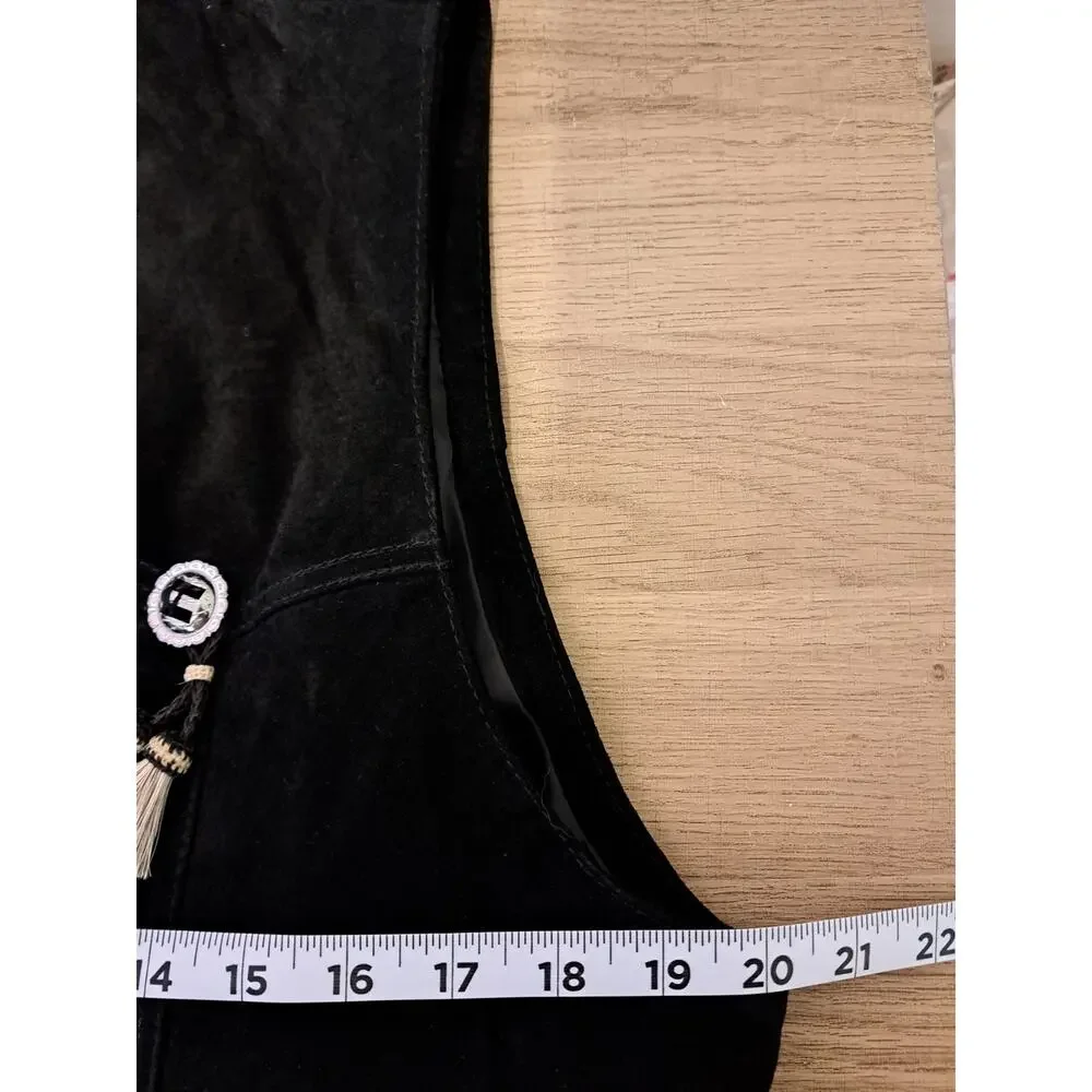 Cripple Creek Women's Leather Tassle Black Vest Western Sz M
